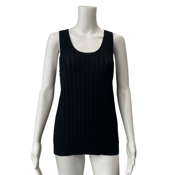 $480 NWT Manrico Black Sheer Knit Tank Top size XL - Picture 1 of 7